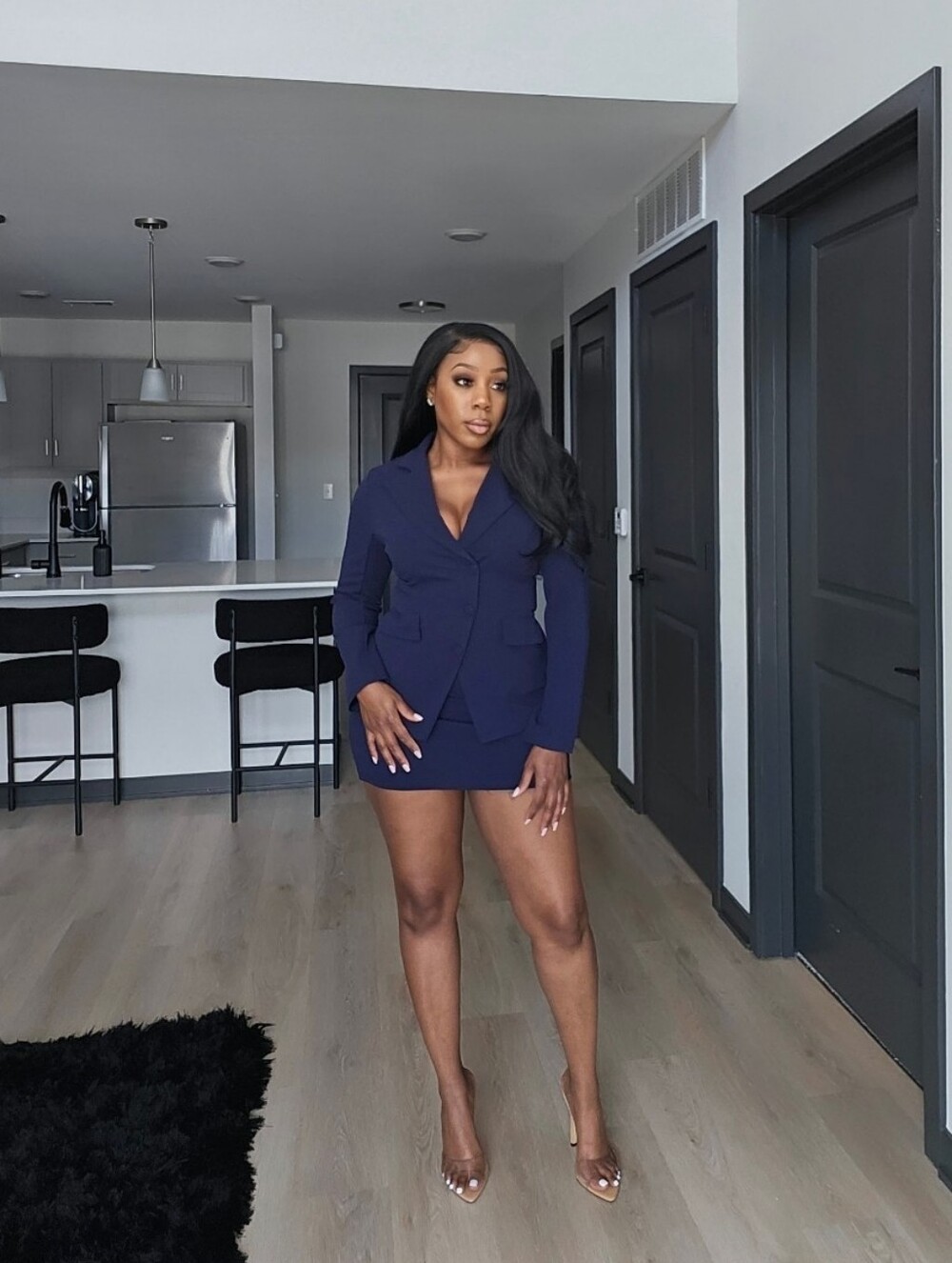 2pc Navy Skirt Set